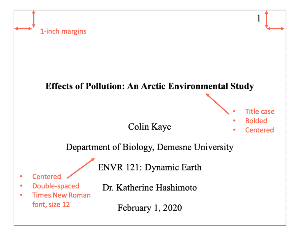 title page research example